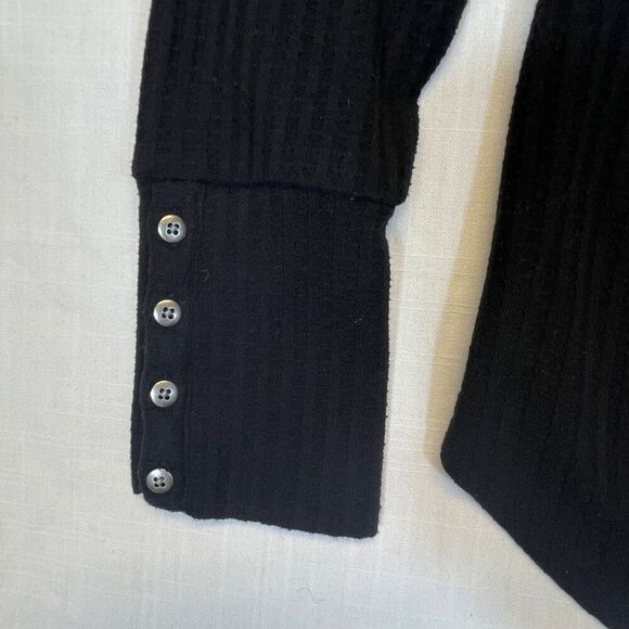 Chaser Black Waffle Knit Button Adorned Extended Cuff Thermal Shirt Size Large - Picture 2 of 4